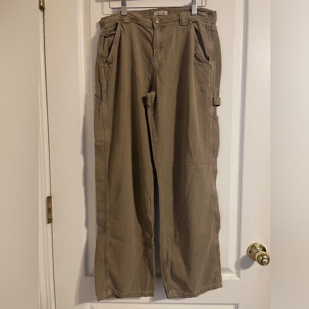 Garage‎ Carpenter Pants Women 7 Tan Good Utility Wide Leg Cotton Workwear Khaki